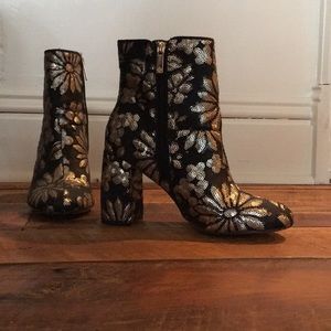 Nanette Lepore Boots Black with Gold Sequins